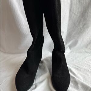 Anne Klein Suede Black Knee-High Boots